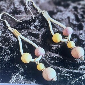 Elegant Yellow and Purple Beaded Earrings